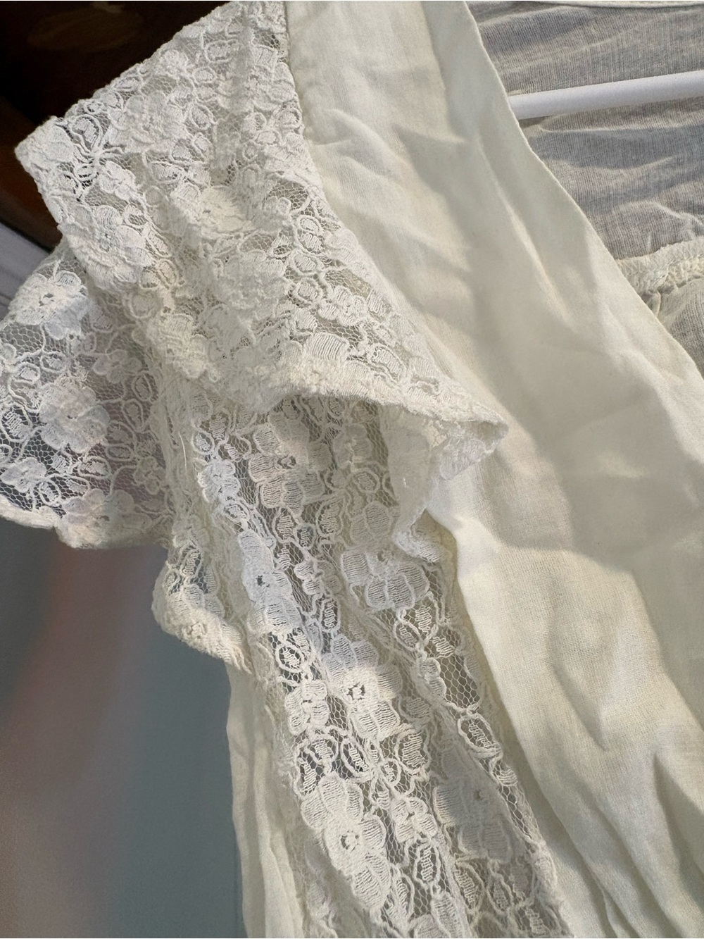 Free People Cream Lace Tie-Front Crop Top - Picture 2 of 4